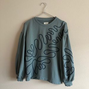 Lou & Grey Puff Sleeve Squiggle Sweatshirt